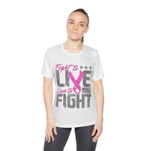 Load image into Gallery viewer, Fight to Live - Ladies Competitor Tee - On Front
