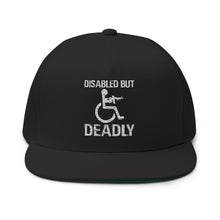 Load image into Gallery viewer, Disabled but Deadly - Embroidered Flat Bill Cap – Retro Trucking &amp; Beer Lover Snapback
