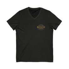 Load image into Gallery viewer, Ladies Cars &amp; Coffee V-Neck Tee - Rustoration Garage Logo (print on back)
