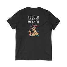 Load image into Gallery viewer, I Could Be Meaner V-Neck Tee — Retro Pinup Attitude Tee (print on back)
