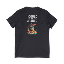 Load image into Gallery viewer, I Could Be Meaner V-Neck Tee — Retro Pinup Attitude Tee (print on back)
