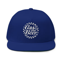 Load image into Gallery viewer, Gas and Beer Embroidered Flat Bill Cap – Retro Trucking &amp; Beer Lover Snapback
