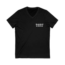 Load image into Gallery viewer, Women&#39;s Rockabilly Chick (print on back) Jersey V-neck tee
