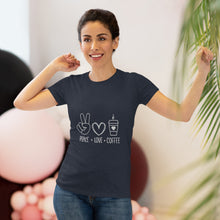 Load image into Gallery viewer, Women&#39;s Peace, Love, Coffee Triblend Tee
