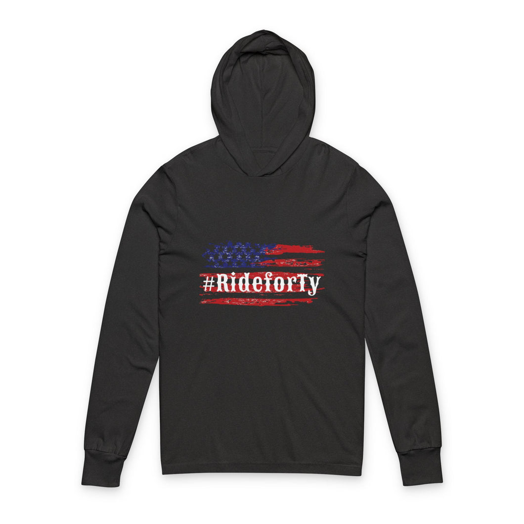 Ride for Ty American flag - Unisex Hooded Long Sleeve Tee