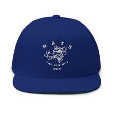 Load image into Gallery viewer, Rats the New Hot Rod Embroidered Flat Bill Cap – Retro Trucking &amp; Beer Lover Snapback
