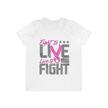 Load image into Gallery viewer, Fight to Live - Ladies Competitor Tee - On Front
