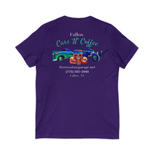 Load image into Gallery viewer, Women&#39;s Cars &#39;N&#39; Coffee (on back) V-Neck Tee
