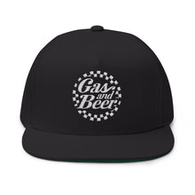 Load image into Gallery viewer, Gas and Beer Embroidered Flat Bill Cap – Retro Trucking &amp; Beer Lover Snapback
