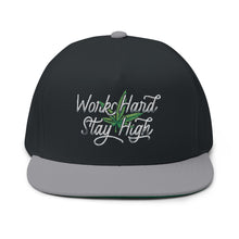 Load image into Gallery viewer, Work Hard Stay High Embroidered Flat Bill Cap – Retro Trucking &amp; Beer Lover Snapback
