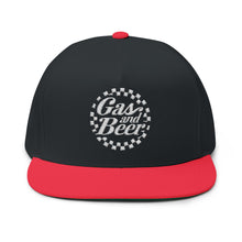 Load image into Gallery viewer, Gas and Beer Embroidered Flat Bill Cap – Retro Trucking &amp; Beer Lover Snapback
