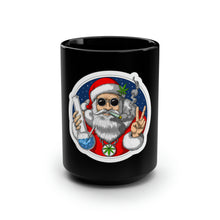 Load image into Gallery viewer, Smoking Peace Santa - Black Mug 15oz
