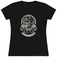 Load image into Gallery viewer, Women&#39;s Rustoration Garage skull Triblend Tee
