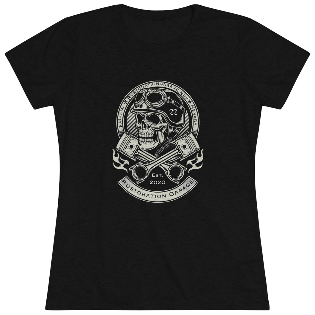 Women's Rustoration Garage skull Triblend Tee