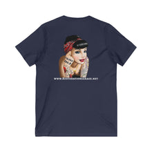 Load image into Gallery viewer, Women&#39;s Rockabilly Girl Jersey V-neck (Print on back)
