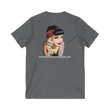 Load image into Gallery viewer, Women&#39;s Rockabilly Girl Jersey V-neck (Print on back)
