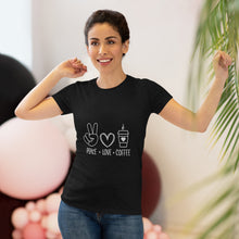 Load image into Gallery viewer, Women&#39;s Peace, Love, Coffee Triblend Tee
