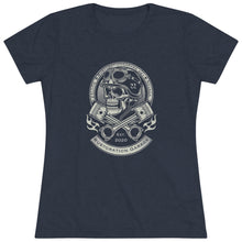 Load image into Gallery viewer, Women&#39;s Rustoration Garage skull Triblend Tee
