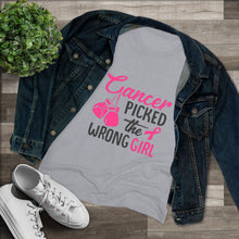 Load image into Gallery viewer, Women's Cancer picked the wrong girl Triblend Tee
