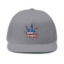 Load image into Gallery viewer, American Flag Pot Leaf - Embroidered Flat Bill Cap – Retro Trucking &amp; Beer Lover Snapback
