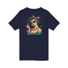 Load image into Gallery viewer, Women's Rockabilly Chick (print on back) Jersey V-neck tee
