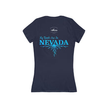 Load image into Gallery viewer, Women&#39;s Deep V Neck Tee My Roots are in Nevada (print on back)
