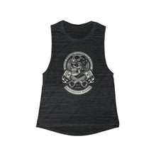 Load image into Gallery viewer, Women&#39;s Rustoration Garage skull/piston Flowy Scoop Muscle Tank
