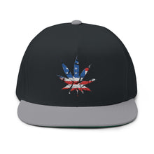 Load image into Gallery viewer, American Flag Pot Leaf - Embroidered Flat Bill Cap – Retro Trucking &amp; Beer Lover Snapback
