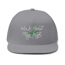 Load image into Gallery viewer, Work Hard Stay High Embroidered Flat Bill Cap – Retro Trucking &amp; Beer Lover Snapback
