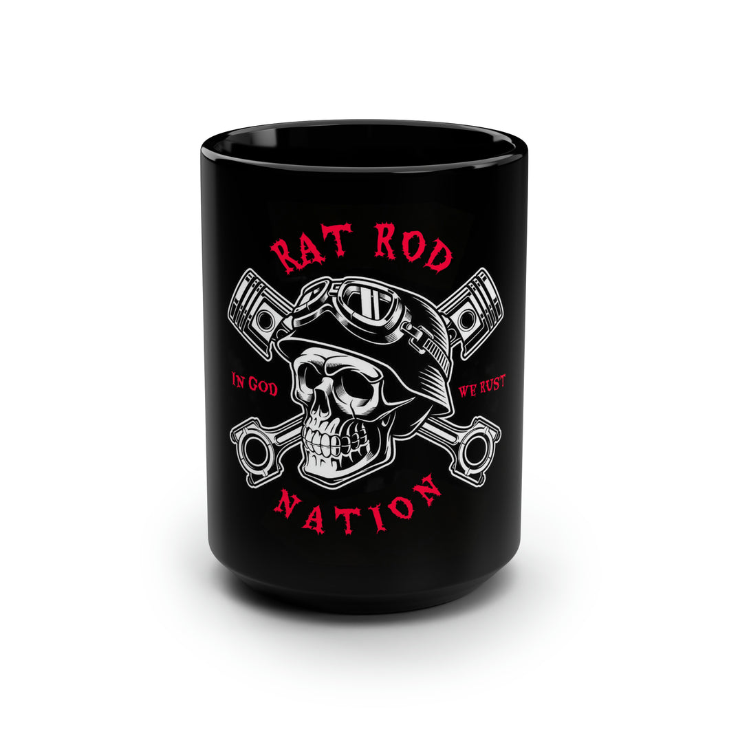 Rat Rod Nation Skull - Black Mug 15oz