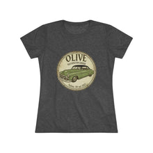 Load image into Gallery viewer, Vintage Olive Rustoration Garage Women's Tee — Classic Green Car Logo
