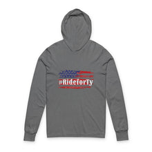 Load image into Gallery viewer, Ride for Ty American flag - Unisex Hooded Long Sleeve Tee

