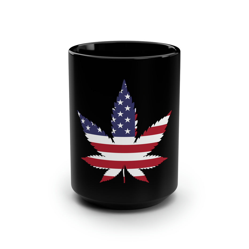 American Pot Leaf - Black Mug 15oz