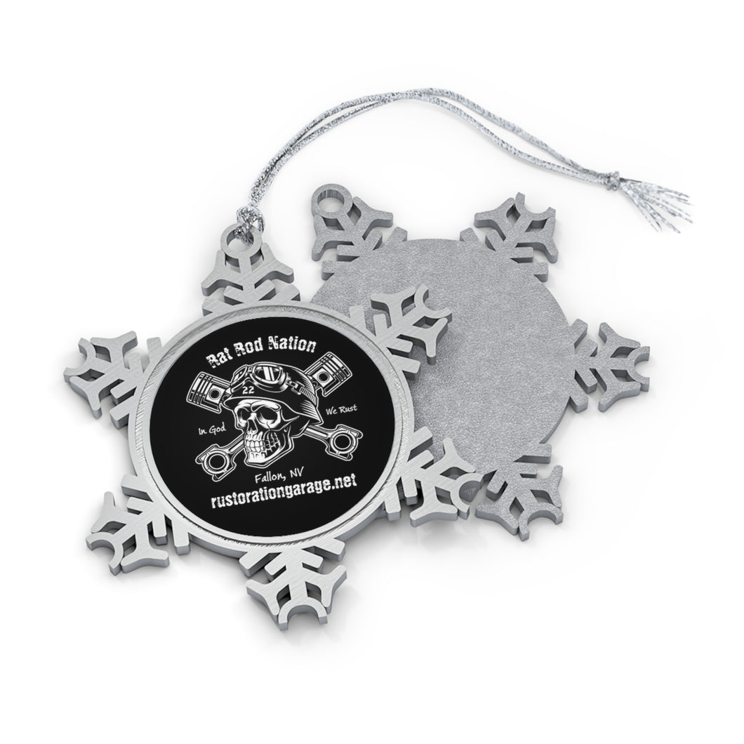 Pewter Rat Rod Nation Snowflake Ornament