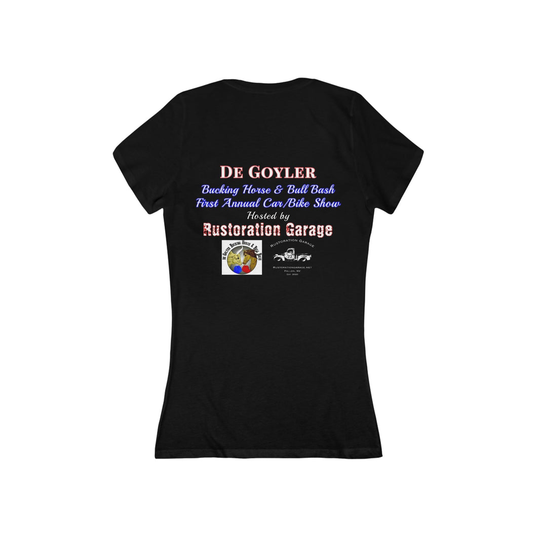 Women's Deep V neck Degoyler Car Show (print on back)