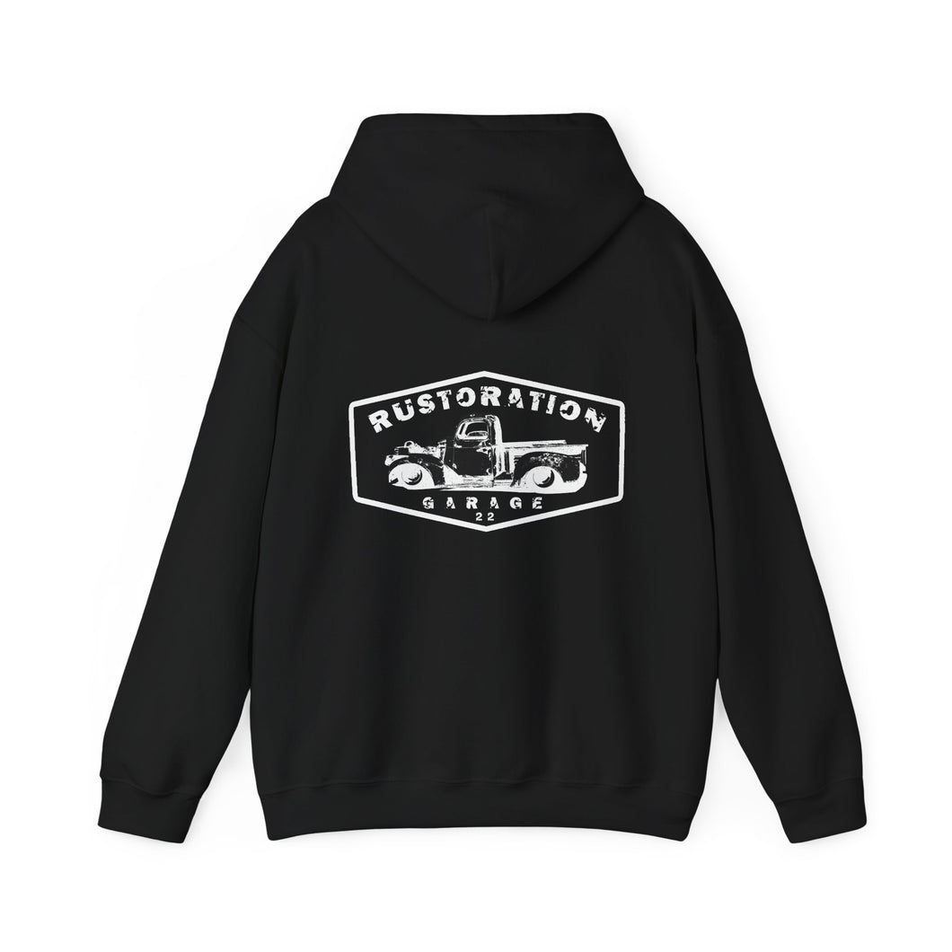 Rustoration Garage - Hooded Sweatshirt - Logo on Back