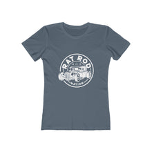Load image into Gallery viewer, Women&#39;s boyfriend tee Rustoration Garage on back
