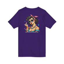 Load image into Gallery viewer, Women's Rockabilly Chick (print on back) Jersey V-neck tee
