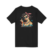 Load image into Gallery viewer, Women's Rockabilly Chick (print on back) Jersey V-neck tee
