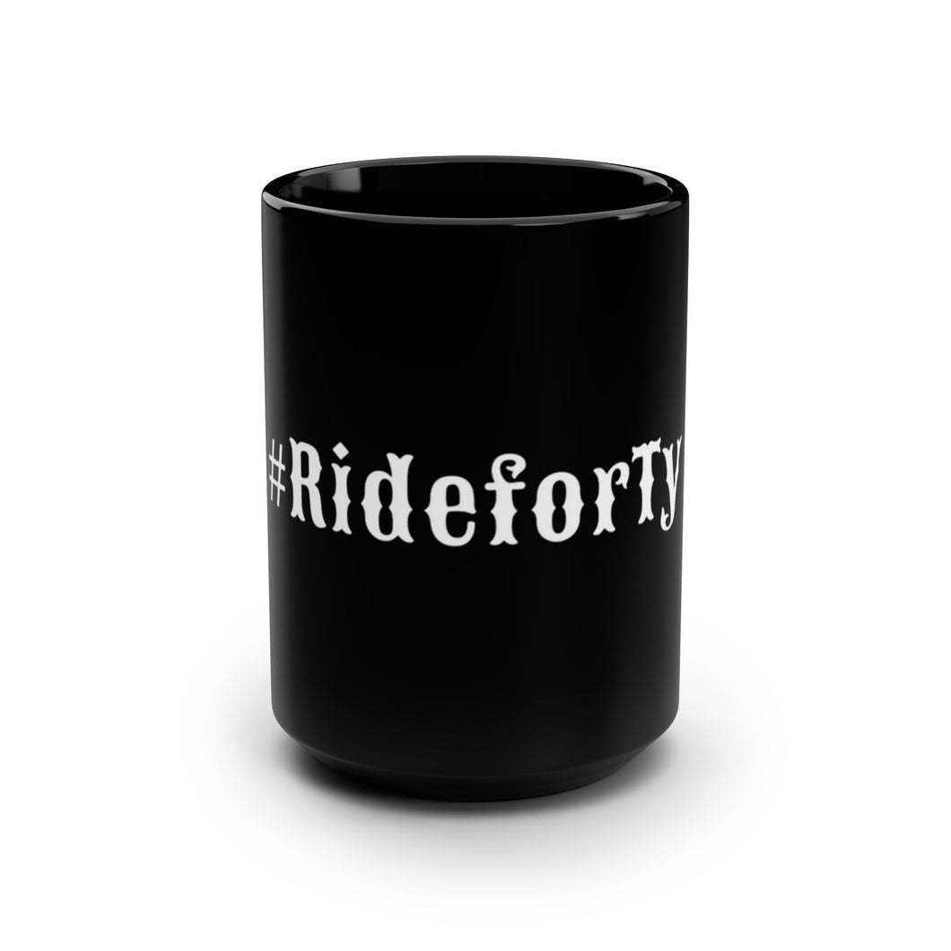 #RideforTy Black Coffee Mug, 15oz Ceramic Cup