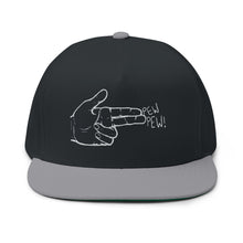 Load image into Gallery viewer, Pew Pew - Embroidered Flat Bill Cap – Retro Trucking &amp; Beer Lover Snapback

