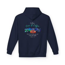 Load image into Gallery viewer, Women&#39;s Fallon Cars N Coffee (print on back) midweight fleece Hoodie
