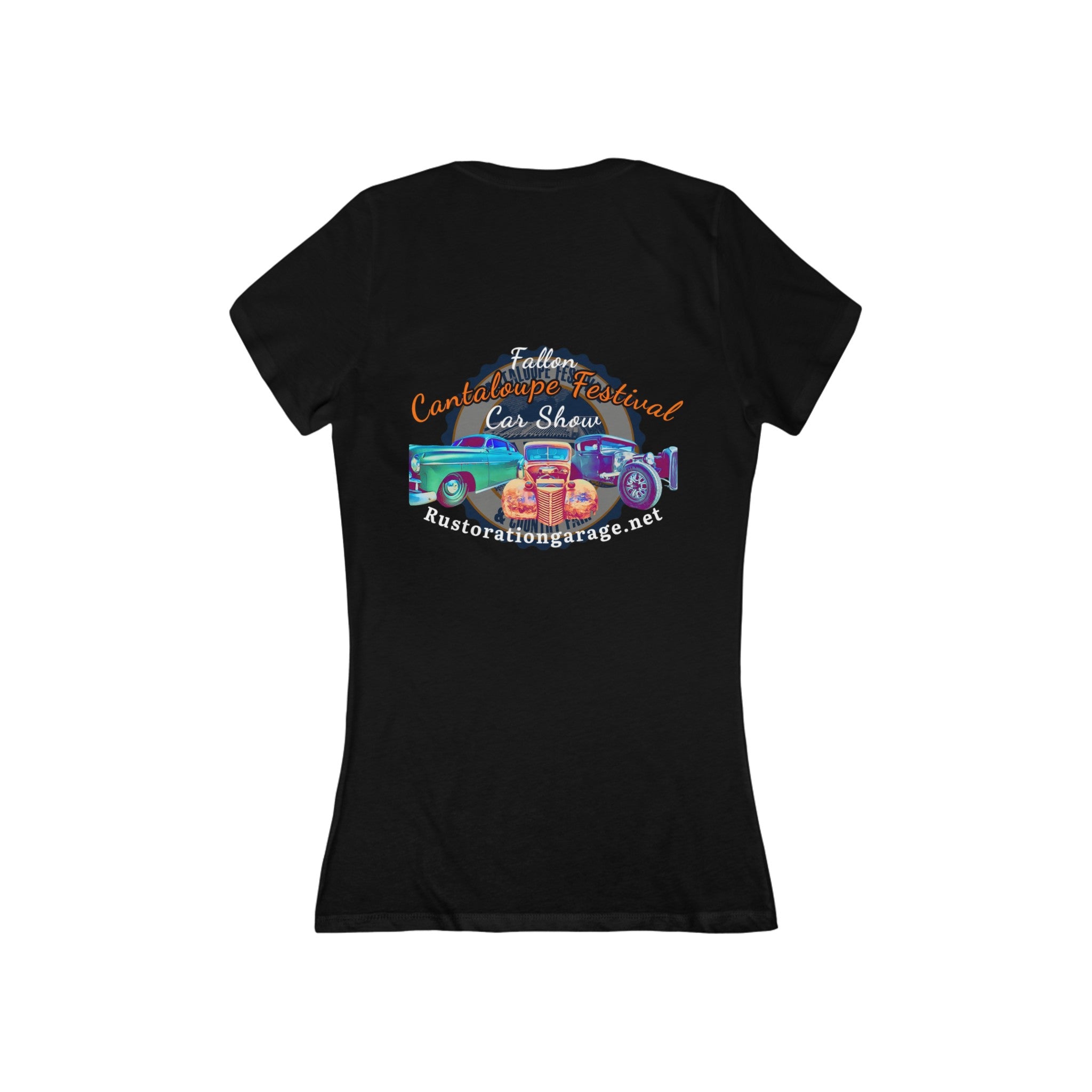 Women's Jersey Short Sleeve Deep V-Neck Tee - Cantaloupe Festival - Pr ...