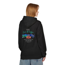 Load image into Gallery viewer, Women&#39;s Fallon Cars N Coffee (print on back) midweight fleece Hoodie
