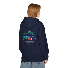 Load image into Gallery viewer, Women&#39;s Fallon Cars N Coffee (print on back) midweight fleece Hoodie
