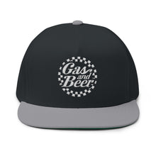 Load image into Gallery viewer, Gas and Beer Embroidered Flat Bill Cap – Retro Trucking &amp; Beer Lover Snapback
