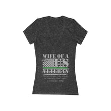 Load image into Gallery viewer, Women&#39;s Wife of a US Veteran - Jersey Short Sleeve Deep V-Neck Tee
