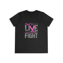 Load image into Gallery viewer, Fight to Live - Ladies Competitor Tee - On Front
