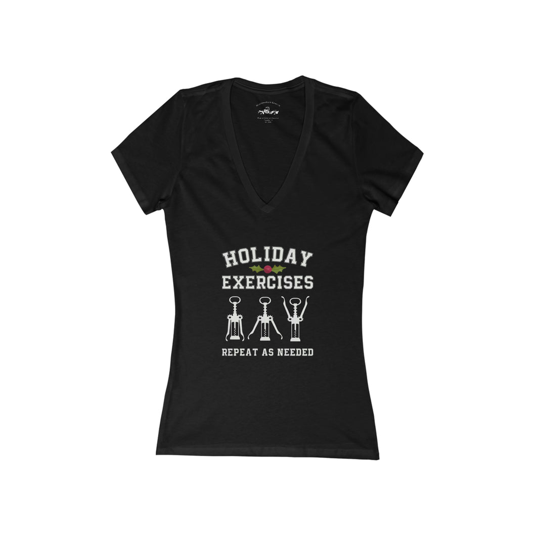 Holiday Exercise - Women's Jersey Short Sleeve Deep V-Neck Tee