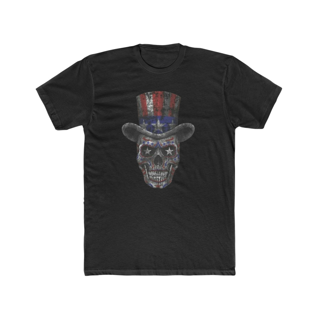 Skull Top Hat Patriotic - Print On Front